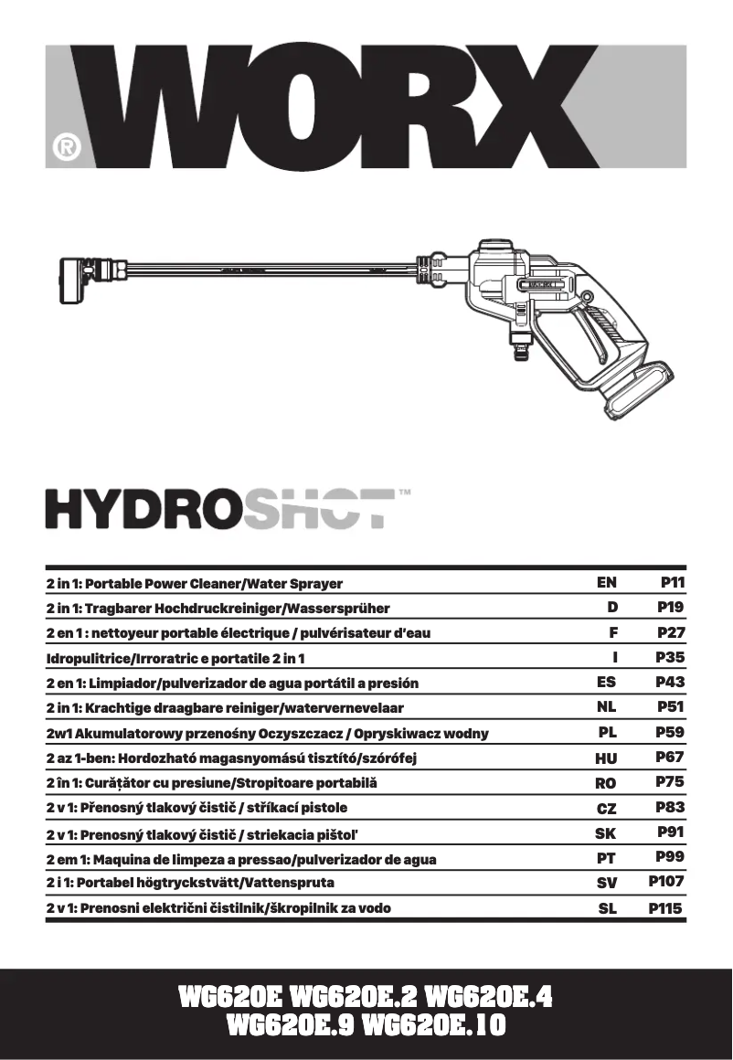 Page n°1 - Manuel utilisateur Worx HydroShot WG620E