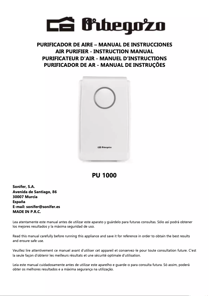 Image de la première page du manuel de l'appareil PU 1000