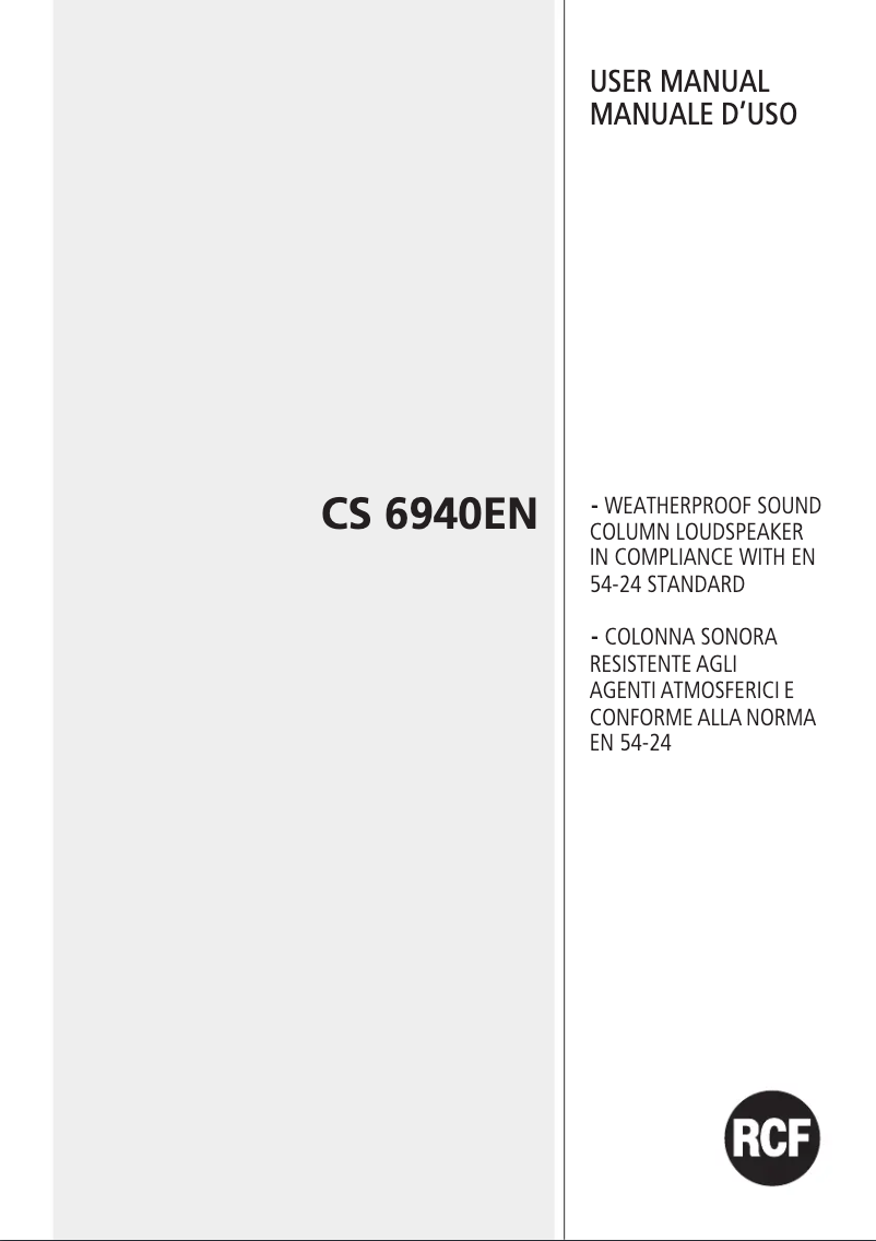 Page 1 de la notice Manuel utilisateur RCF CS 6940EN