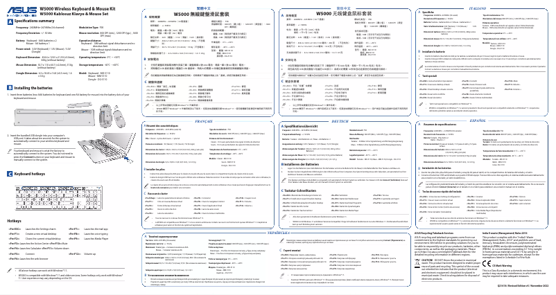 Page 1 de la notice Manuel utilisateur Asus W5000