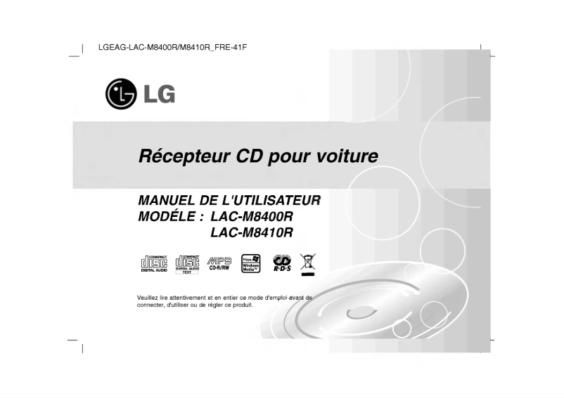 Page 1 de la notice Manuel utilisateur LG LAC-M8410R