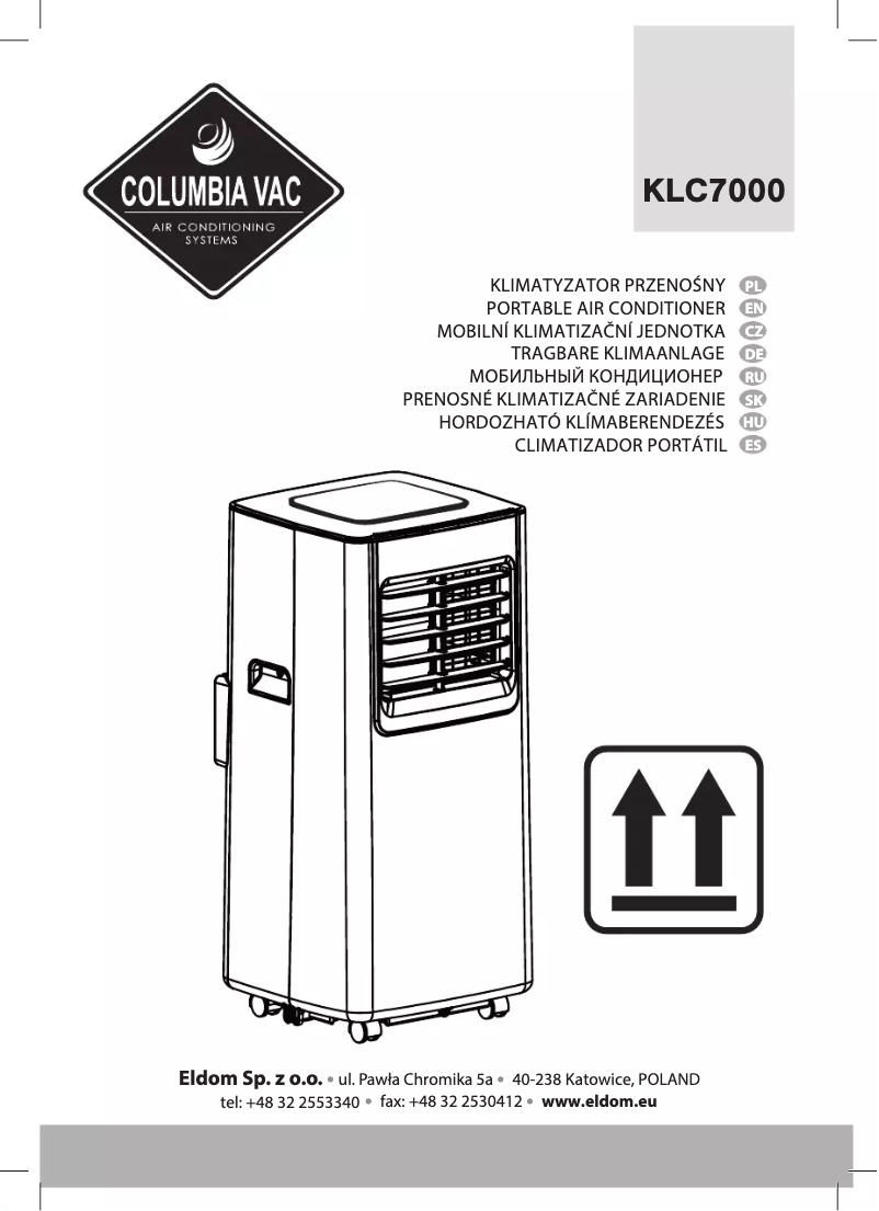 Page n°1 - Manuel utilisateur Columbia Vac KLC7000