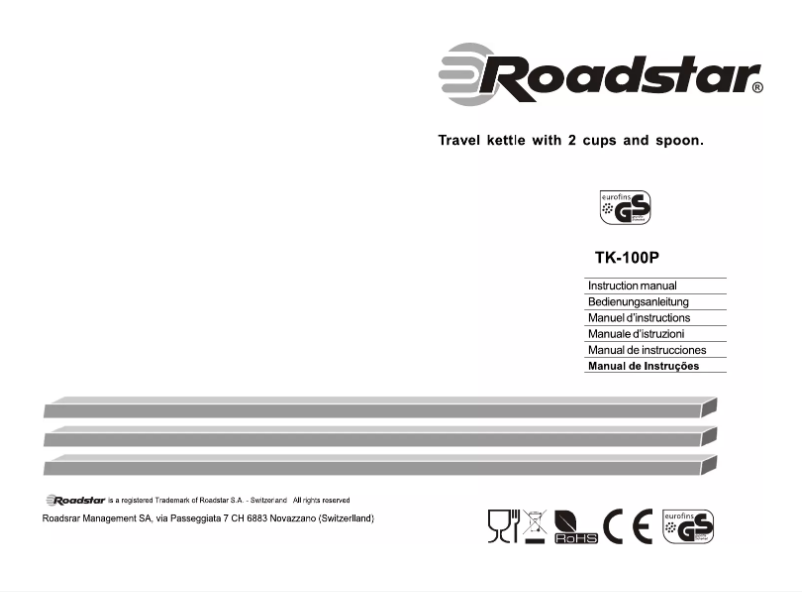 Page 1 de la notice Manuel utilisateur Roadstar TK-100P