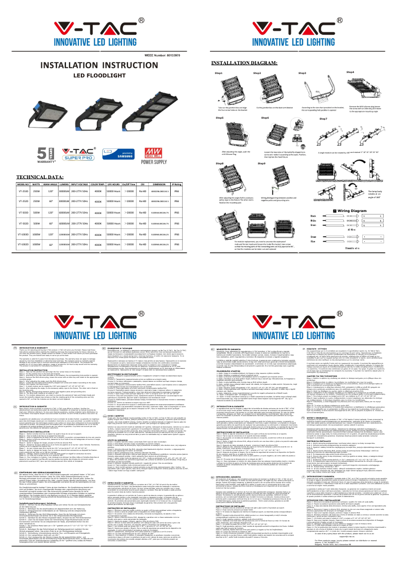 Page 1 de la notice Manuel utilisateur V-TAC VT-253D