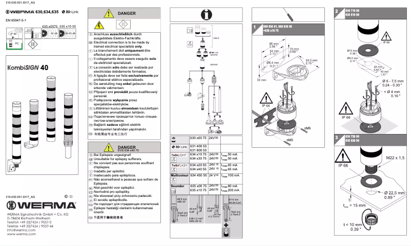 Page 1 de la notice Manuel utilisateur Werma 634.110.75