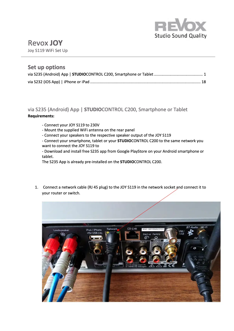 Page 1 de la notice Manuel utilisateur Revox Studiocontrol C200