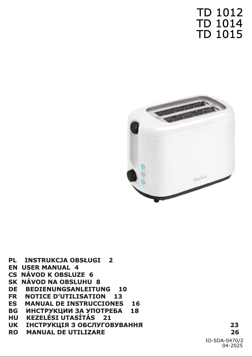 Image de la première page du manuel de l'appareil TD 1012