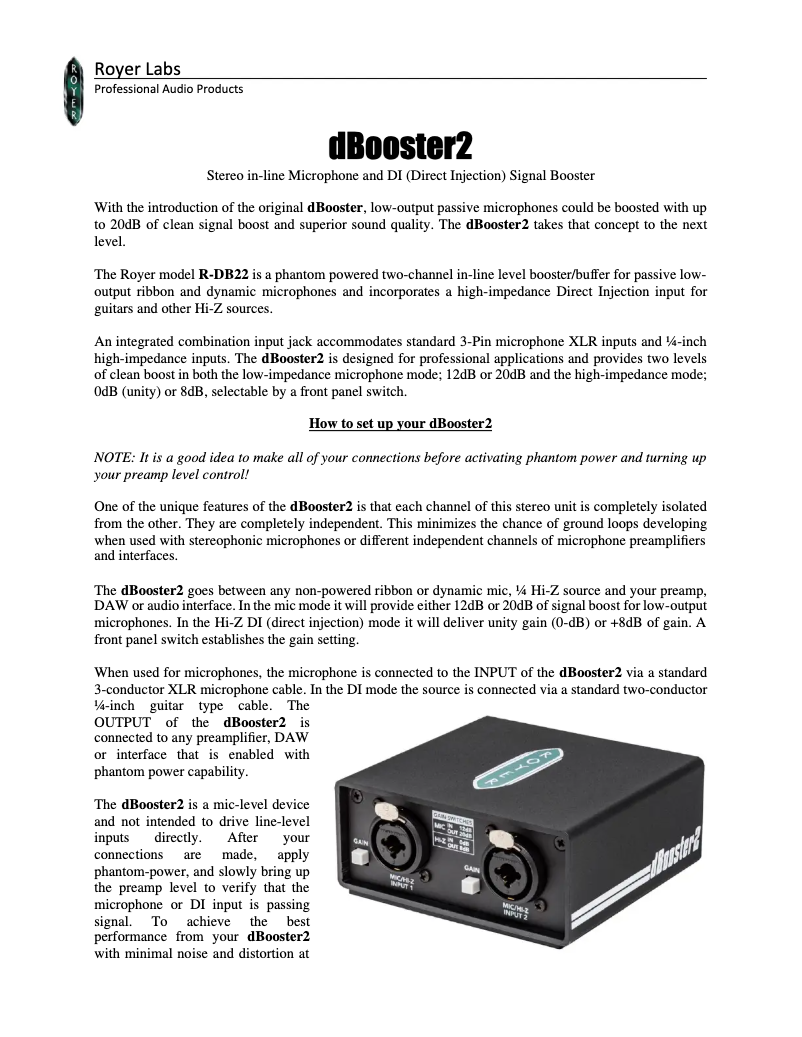 Image de la première page du manuel de l'appareil R-DB22