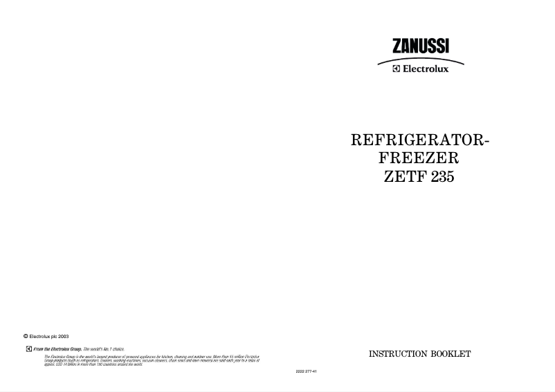 Page 1 de la notice Manuel utilisateur Zanussi-Electrolux ZETF235
