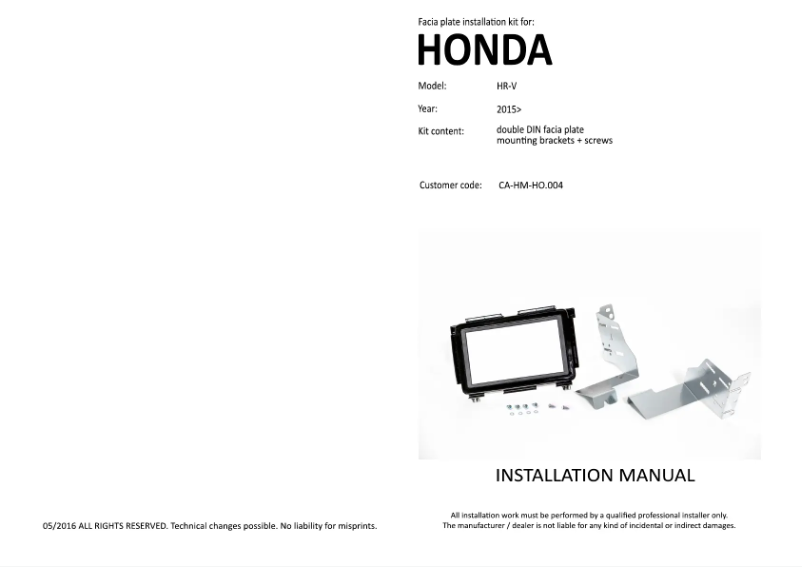 Image de la première page du manuel de l'appareil CA-HM-HO.004