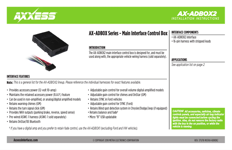 Imagen de la primera página del manual del dispositivo AX-ADBOX2