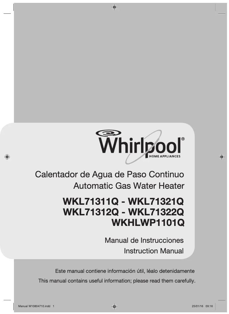 Page n°1 - Manuel utilisateur Whirlpool WKL71311Q
