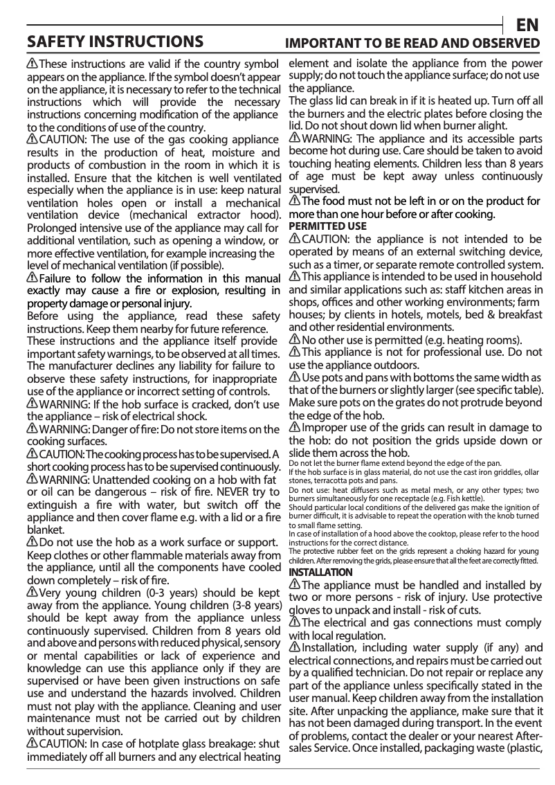 Page n°1 - Manuel d'utilisation et d'entretien Hotpoint HAGD 72S/MR