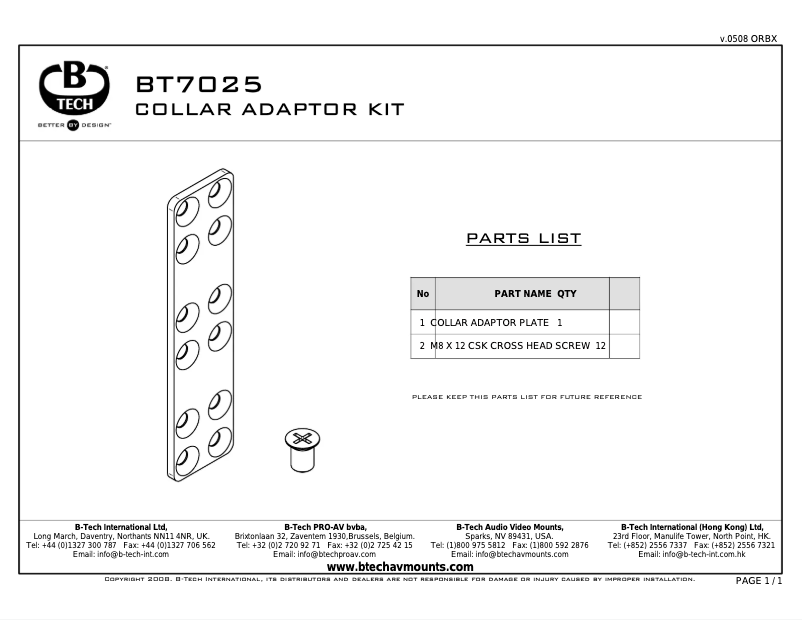 Página 1 del manual Manual de usuario B-Tech BT7025