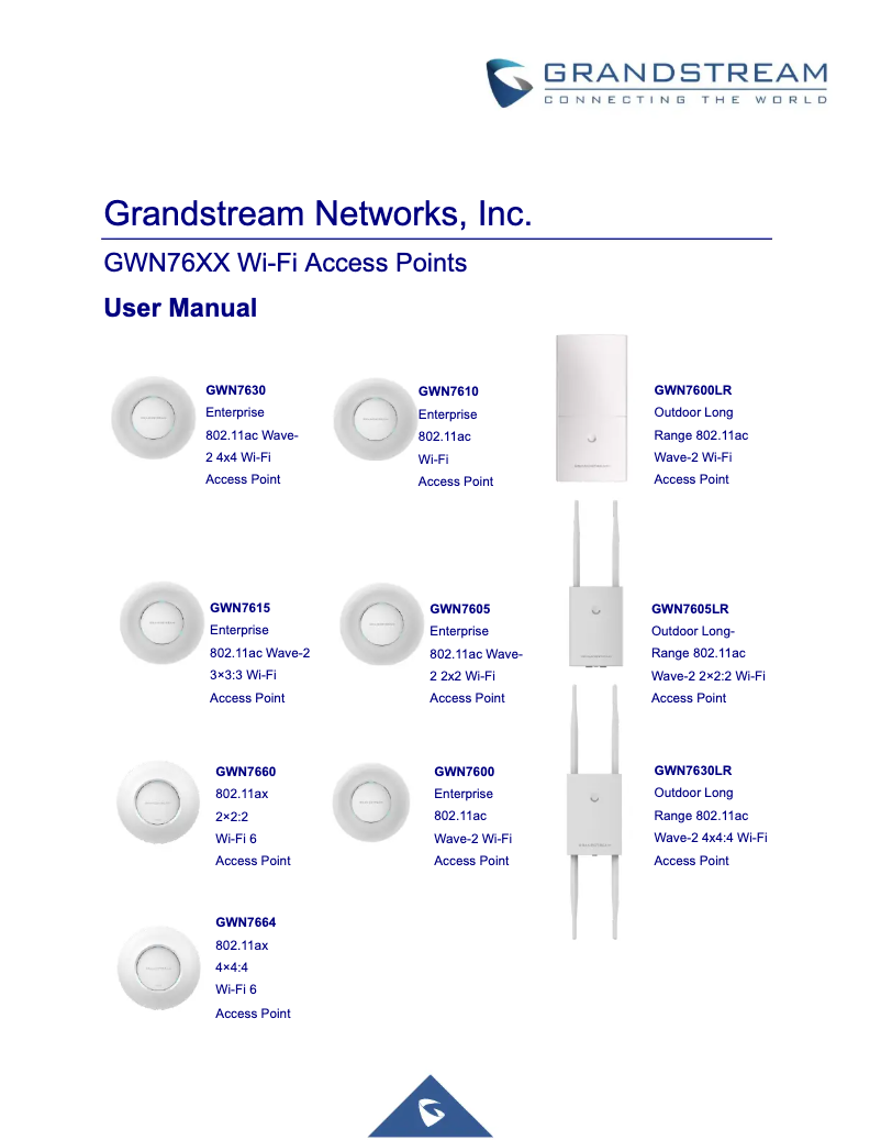 Page n°1 - Manuel utilisateur Grandstream GWN7610