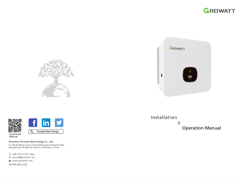 Page 1 de la notice Manuel utilisateur Growatt MOD 3-10KTL3-XA