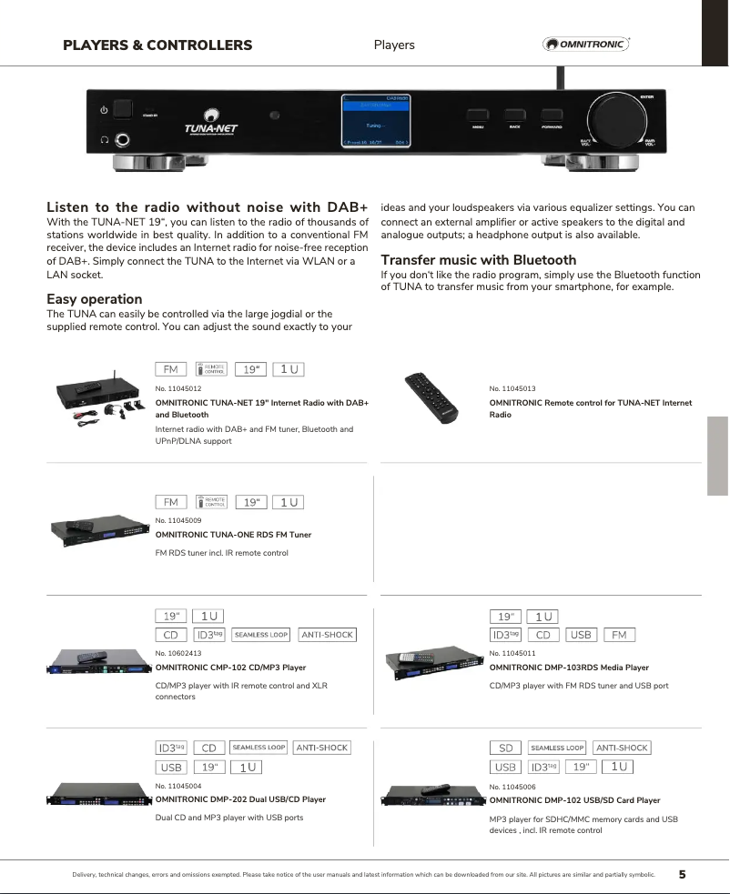 Page 1 de la notice Catalogue Omnitronic TUNA-NET