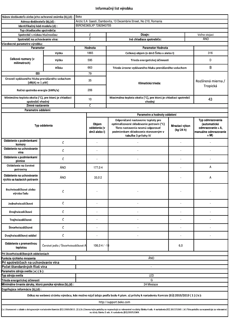 Page n°1 - Fiche technique Beko B5RCNE365LXP