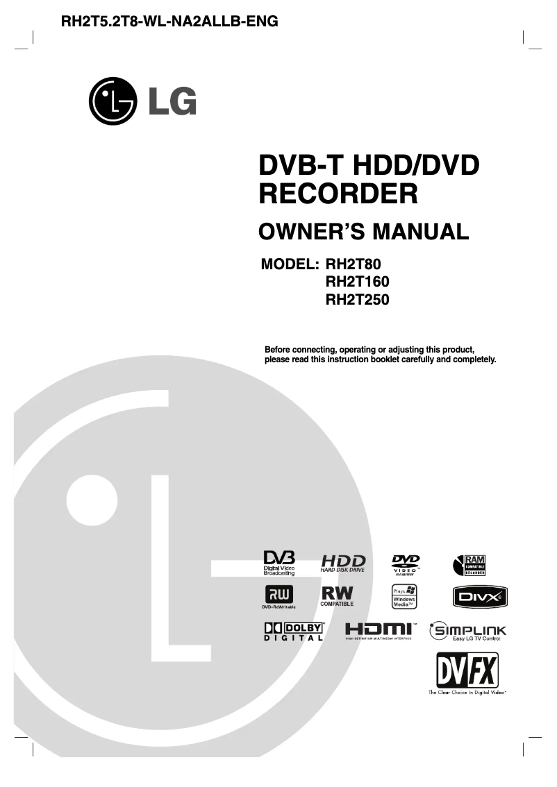 Page n°1 - Manuel utilisateur LG RH2T160