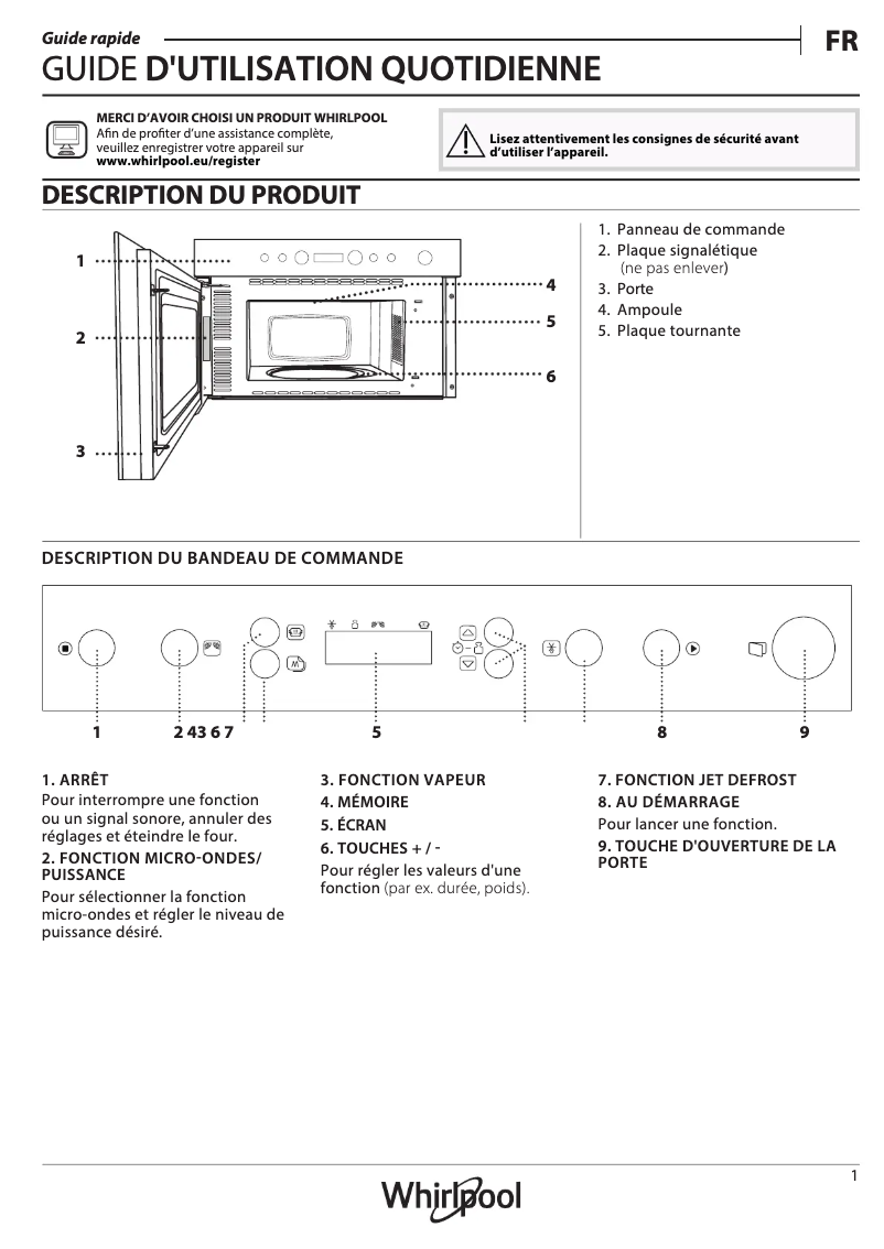 Page n°1 - Manuel utilisateur Whirlpool AMW 4910 IX