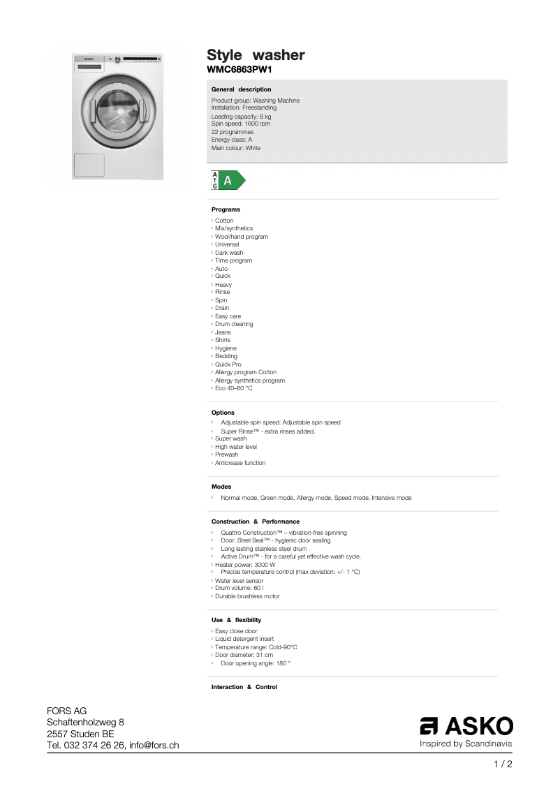 Image de la première page du manuel de l'appareil WMC6863PW1