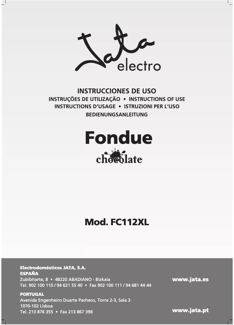 Page n°1 - Manuel utilisateur Jata FC112XL