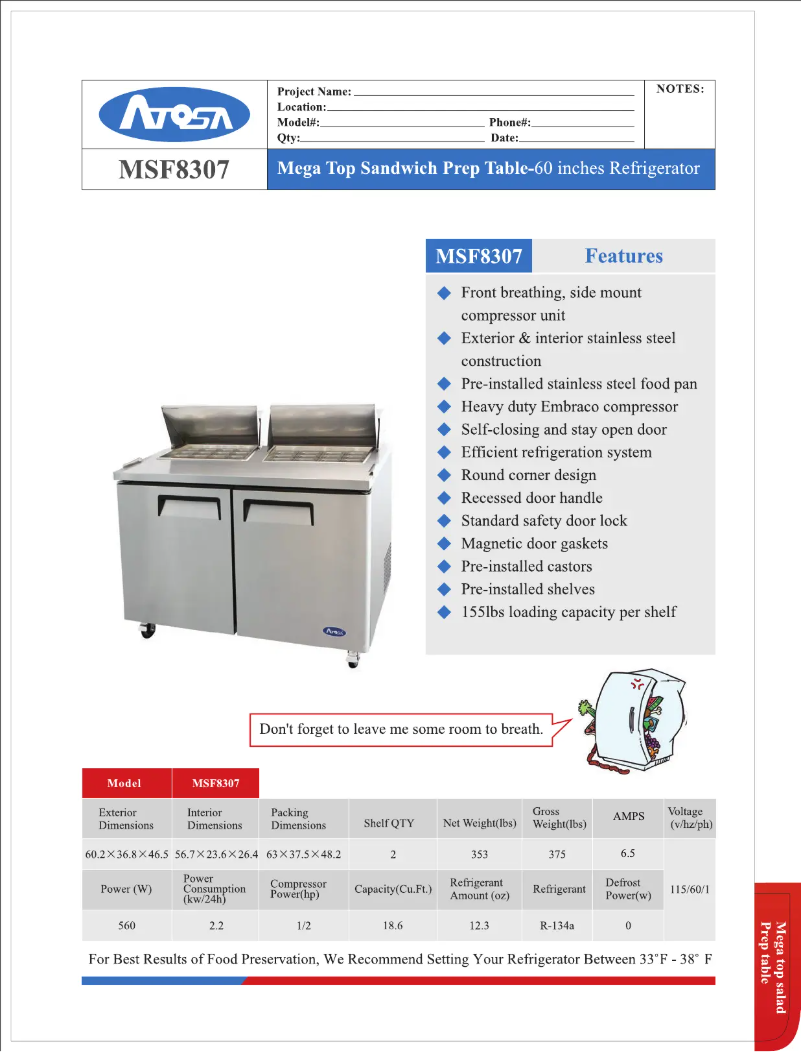 Página 1 del manual Manual de uso y mantenimiento Atosa MSF8307