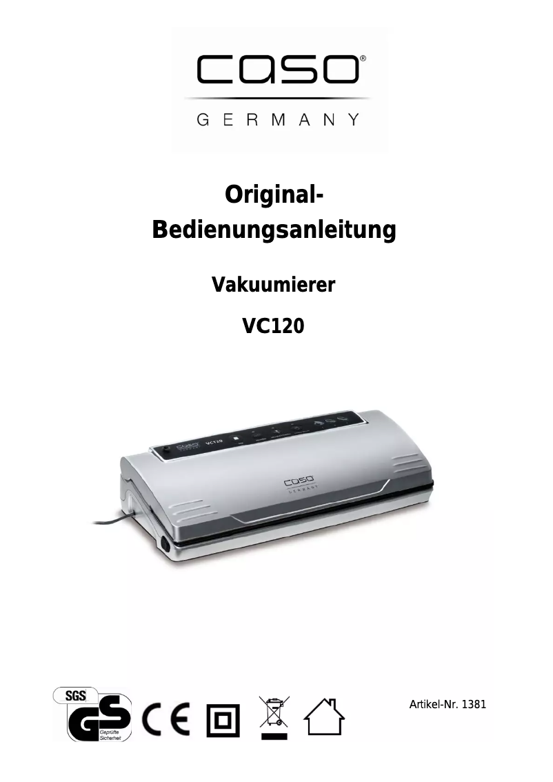 Page 1 de la notice Manuel utilisateur Caso VC120