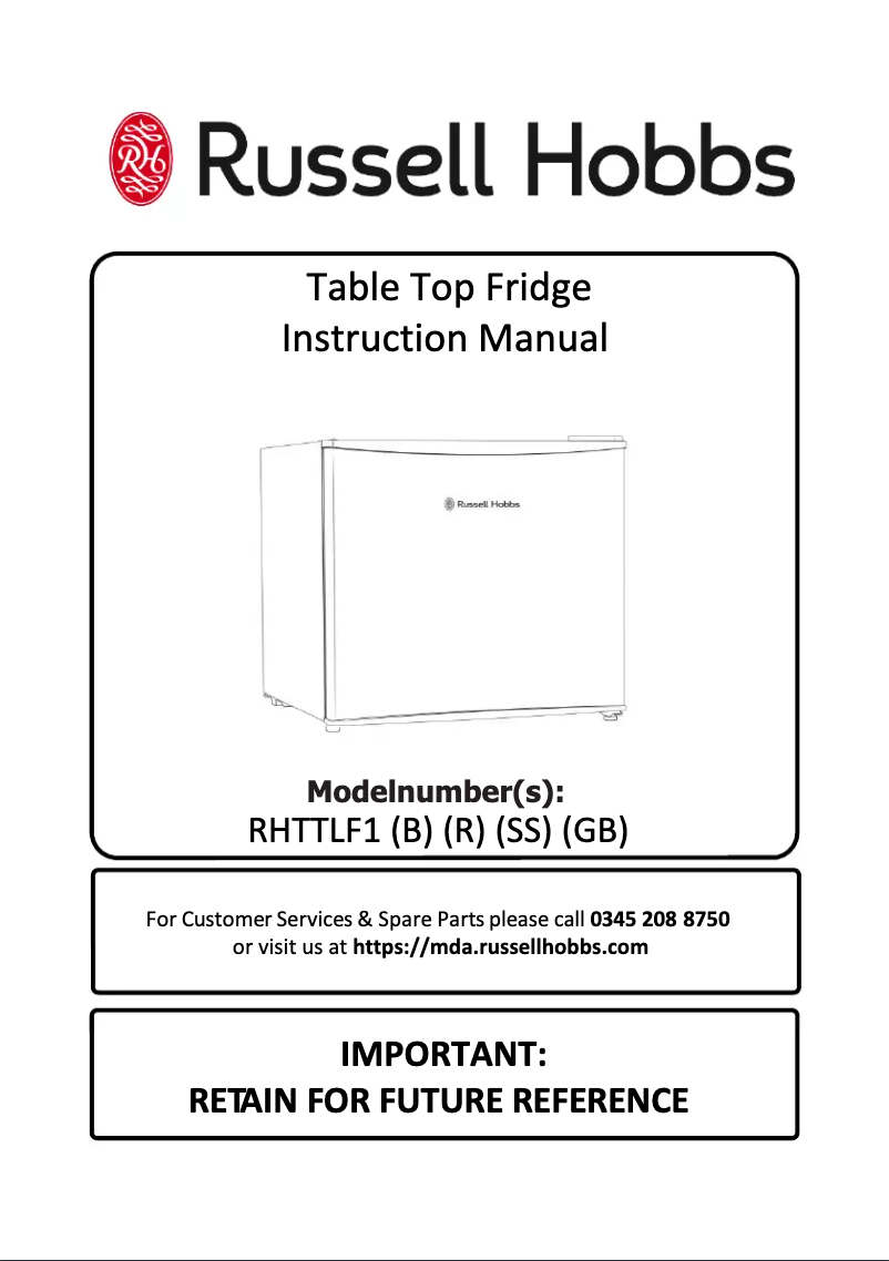 Page n°1 - Manuel utilisateur Russell Hobbs RHTTLF1SS