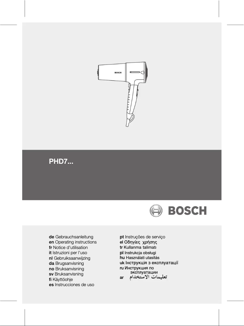 Page 1 de la notice Manuel utilisateur Bosch PHD7960