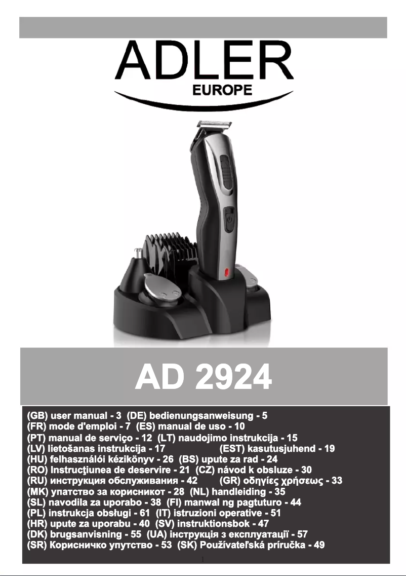 Page n°1 - Manuel utilisateur Adler AD 2924
