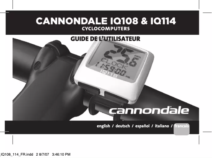 Page n°1 - Manuel utilisateur Cannondale IQ114