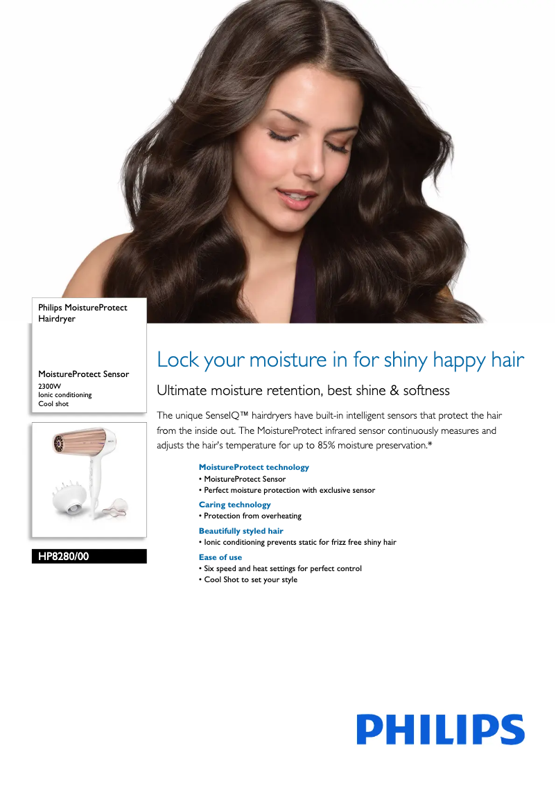 Page 1 de la notice Fiche technique Philips MoistureProtect HP8280