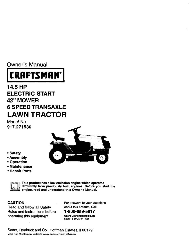 Page 1 of the manual User Manual Craftsman 917.271530