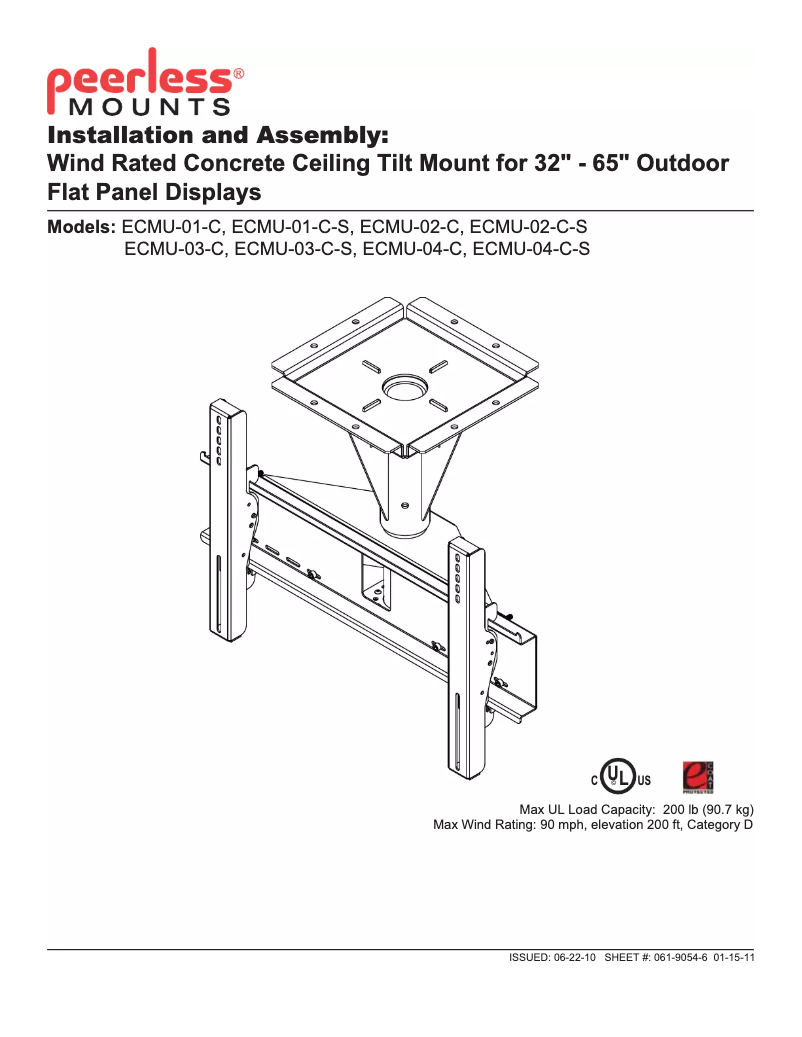 Page n°1 - Manuel utilisateur Peerless-AV ECMU-02-C-S