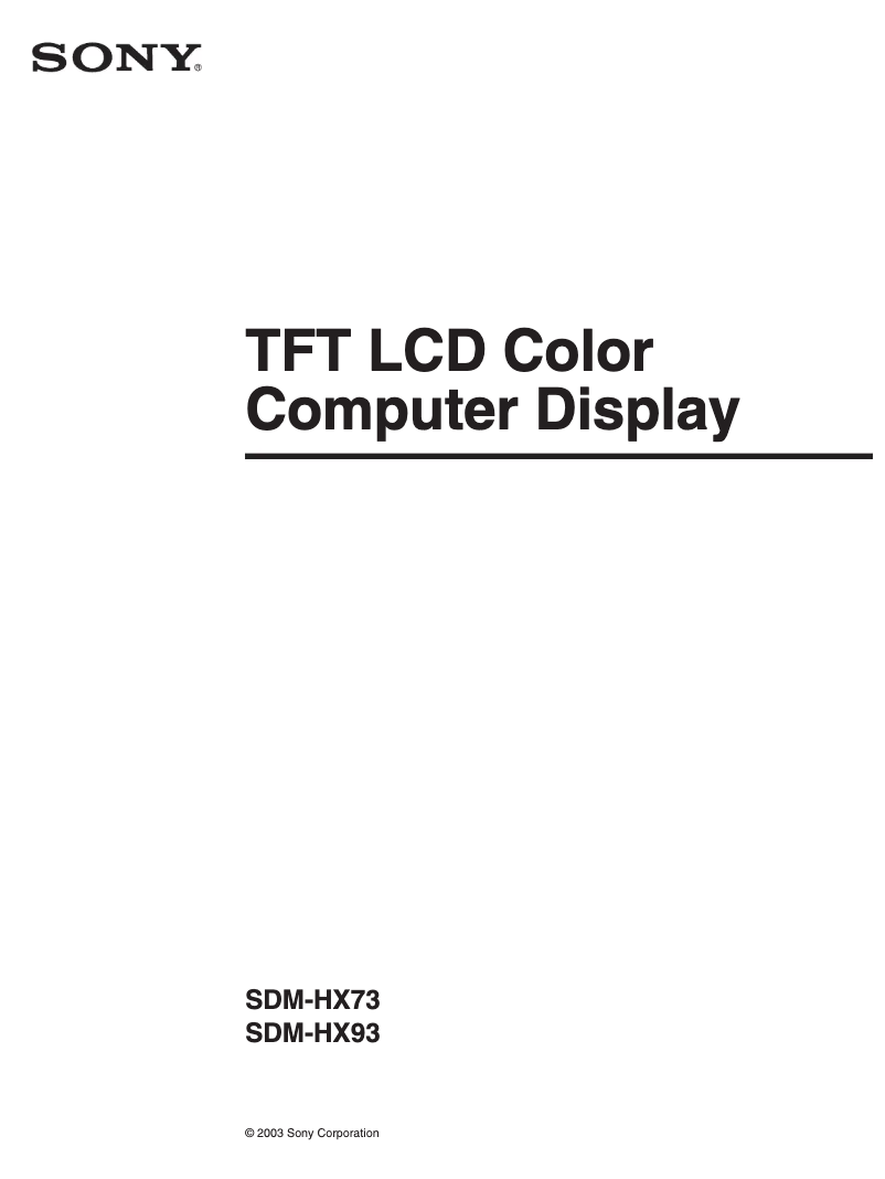 Page 1 de la notice Manuel utilisateur Sony SDM-HX93