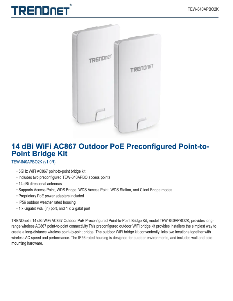 Image de la première page du manuel de l'appareil TEW-840APBO2K