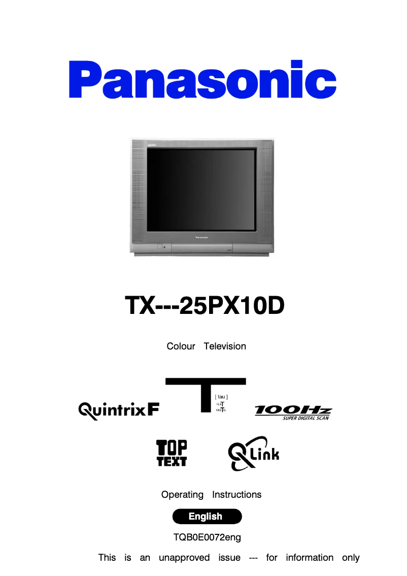 Imagen de la primera página del manual del dispositivo TX-25PX10D