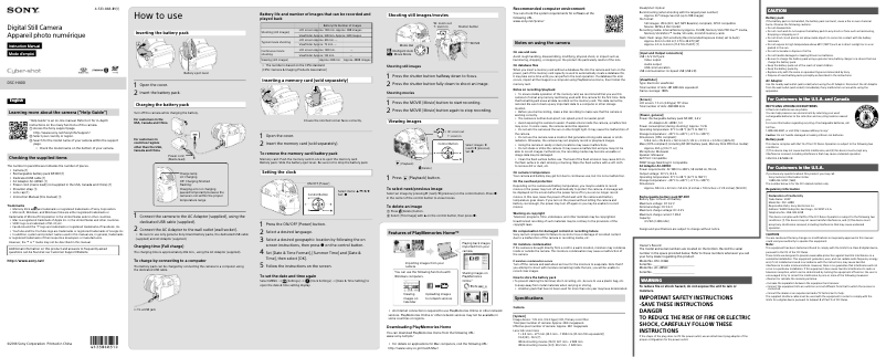 Page 1 de la notice Manuel utilisateur Sony Cybershot DSC-H400