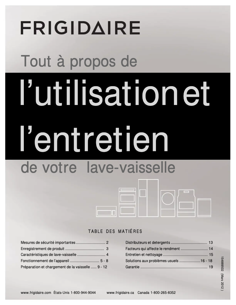 Page n°1 - Manuel utilisateur Frigidaire FGHD2465NF