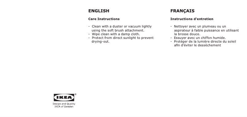 Page 1 de la notice Manuel utilisateur Ikea HAVBERG 905.316.60