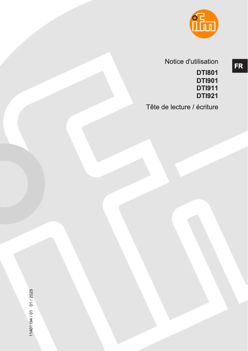 Page n°1 - Manuel utilisateur IFM DTI901