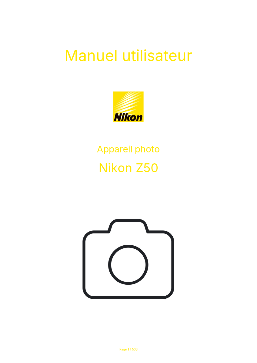 Image de la première page du manuel de l'appareil Z50