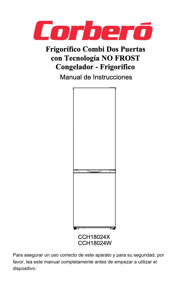 Page 1 de la notice Manuel utilisateur Corbero CCH18024W