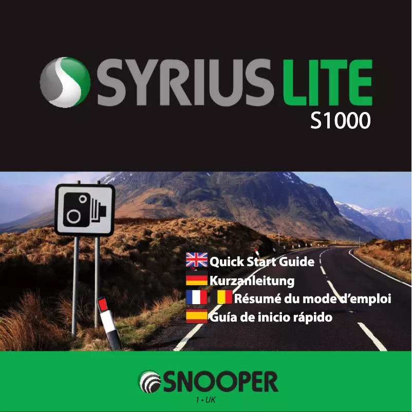Page 1 de la notice Manuel utilisateur Snooper S1000 Syrius