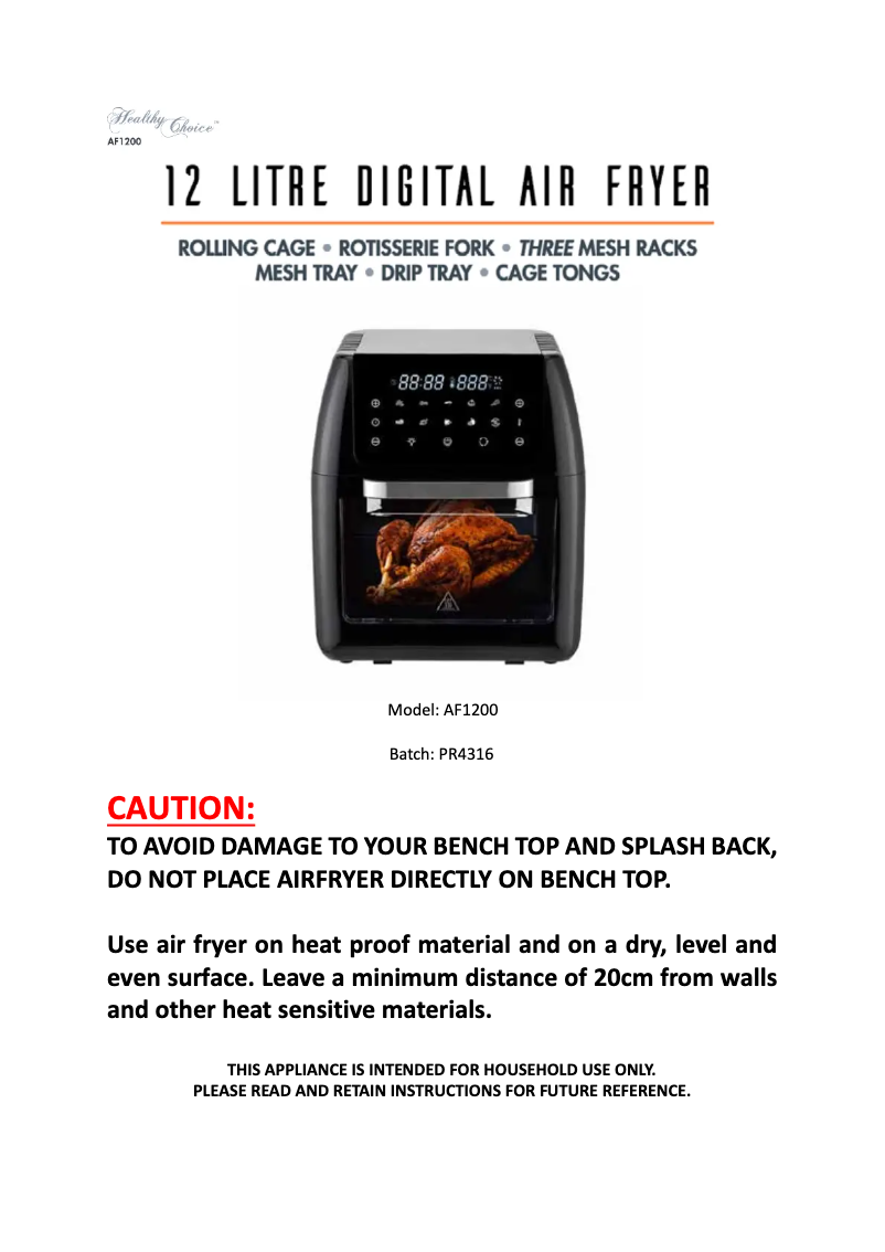 Page n°1 - Manuel utilisateur Lenoxx Healthy Choice AF1200