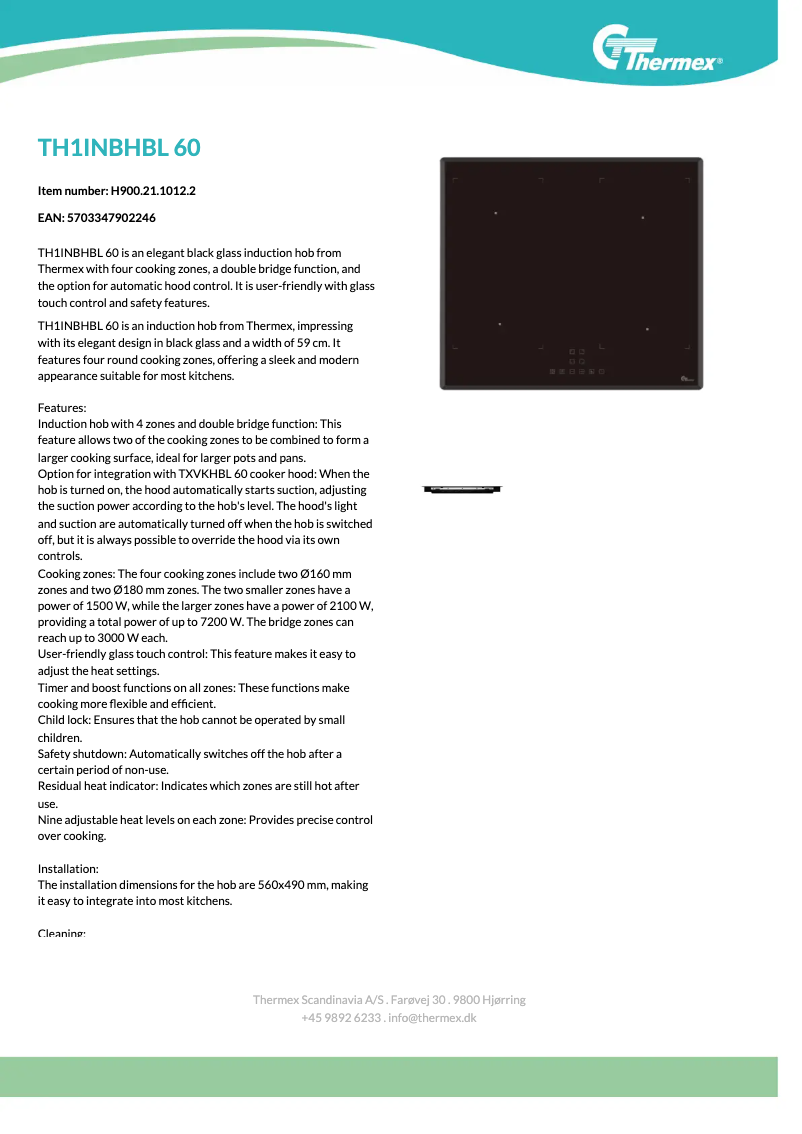 Image de la première page du manuel de l'appareil TH1INBHBL 60