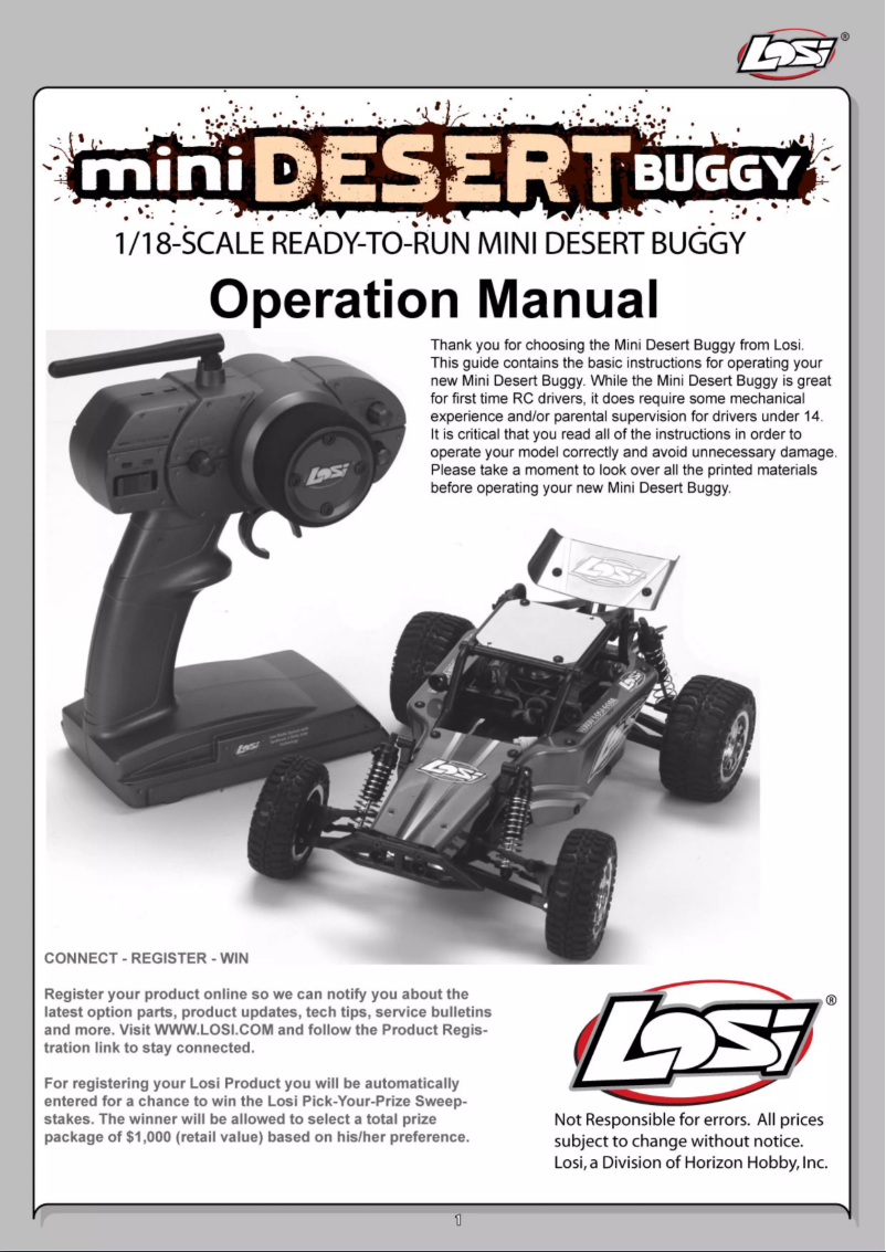 Image de la première page du manuel de l'appareil 1/18 Mini Desert Buggy RTR