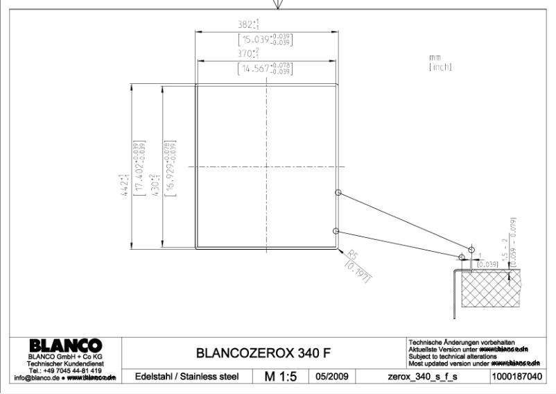 Page n°1 - Manuel utilisateur BLANCO ZEROX 340-IF/N