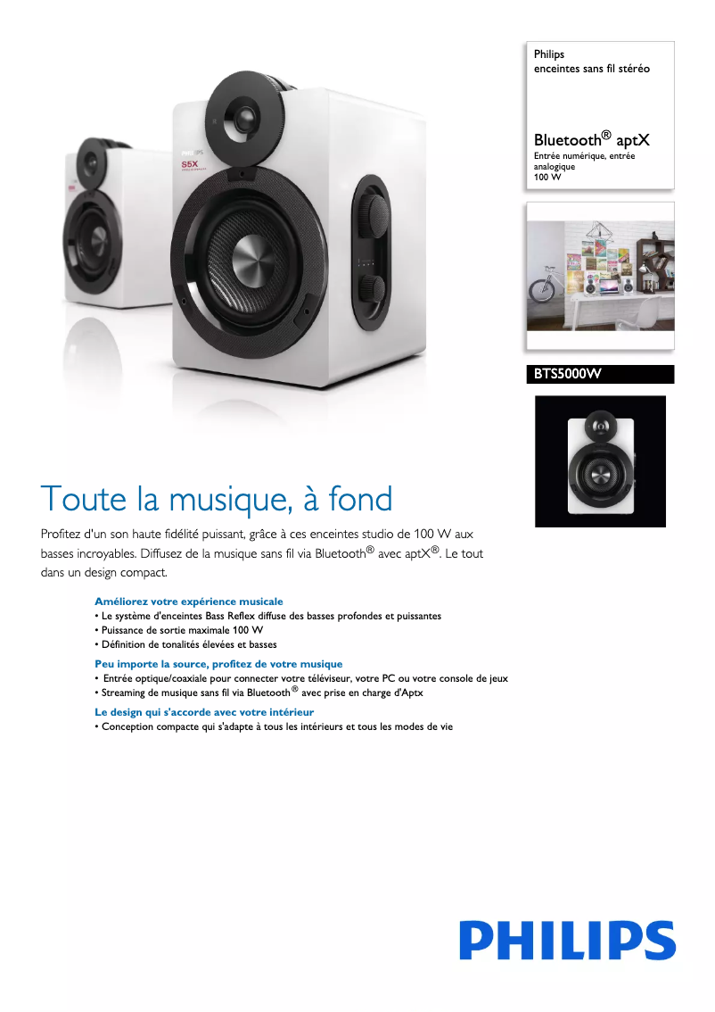 Page n°1 - Fiche technique Philips BTS5000W